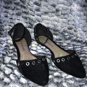 Rampage Black Flats with Buckle and Eyelets